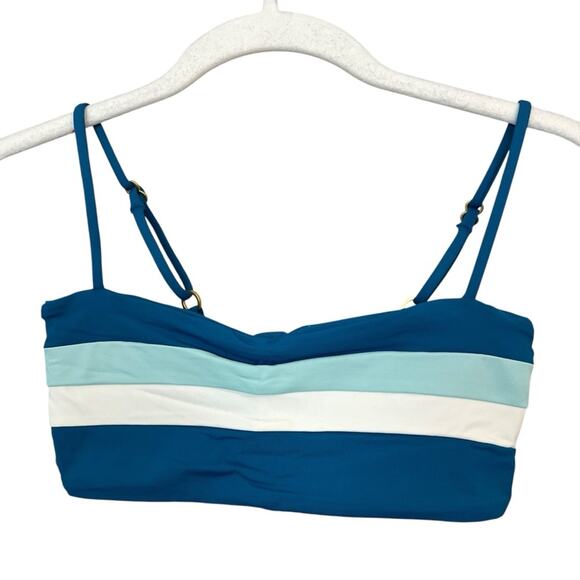 NWT l*space Rebel Stripe Bikini Top Mediterranean Cream Pool Blue sz XS Beach - Picture 5 of 7